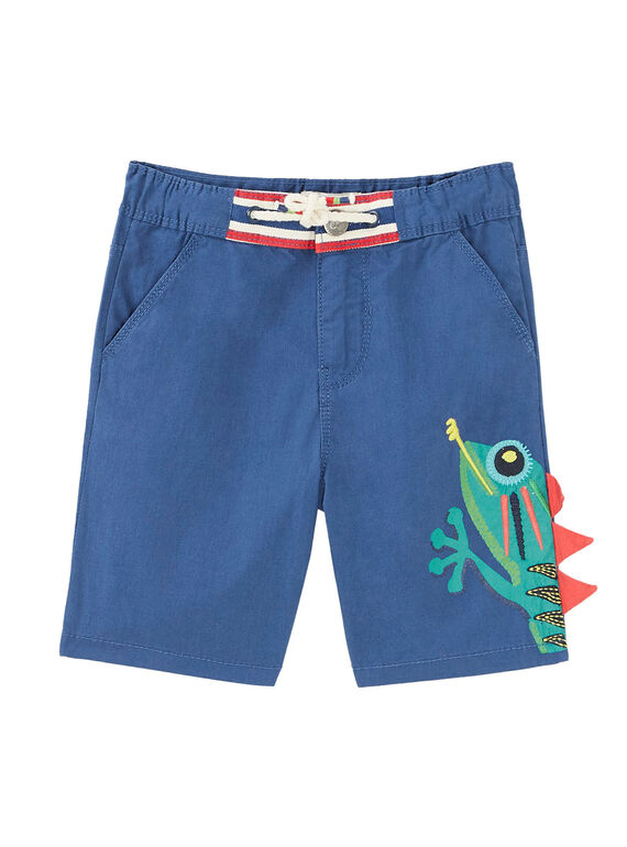 Bermuda bambino blu oceano con grande camaleonte sulla gamba JOSAUBER3 / 20S902Q2BER707
