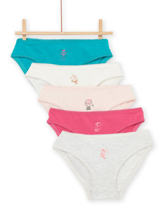 Set 5 slip con stampa fantasia PEFALOTSEM1 / 22WH1147D5L001