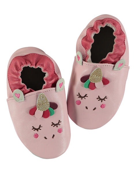 Chausson Licorne Cuir Souple Rose Bebe Fille Achat En Ligne Chaussons Dpam