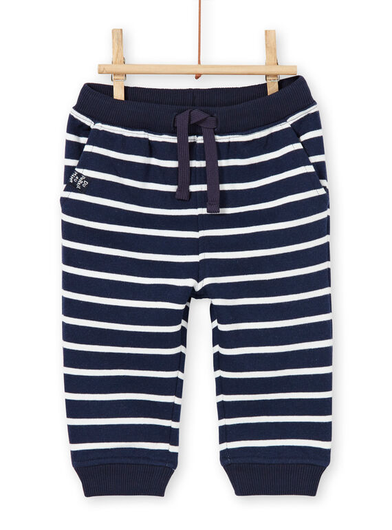Pantaloni sportivi blu notte e bianchi a righe neonato LUJOPAN3 / 21SG1033PAN713