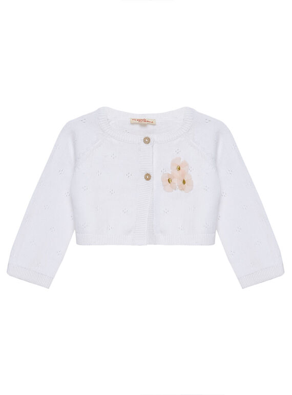 Cardigan bianco in maglia neonata JIPOECAR / 20SG09G1CAR000