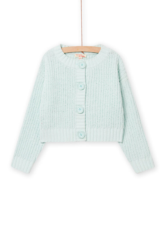Cardigan in maglia verde acqua bambina NAJOCAR4 / 22S90164CAR614