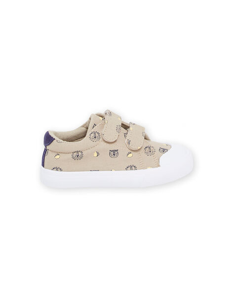 Sneakers in tela beige con stampa tigri e leoni RUTOILAOP / 23KK3873D16080