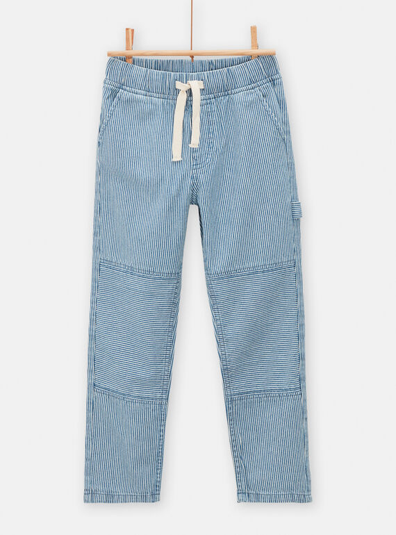 Pantaloni bambino blu notte e bianchi con stampa a righe TODEPAN / 24S902J1PAN705