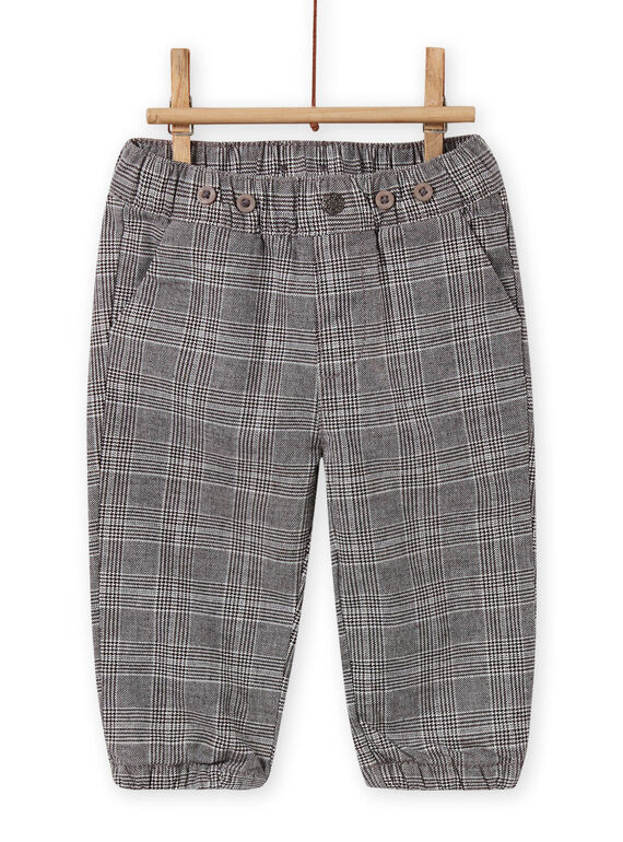Pantaloni neri a quadri e bretelle a righe neonato MUNOPAN2 / 21WG10Q2PAN090