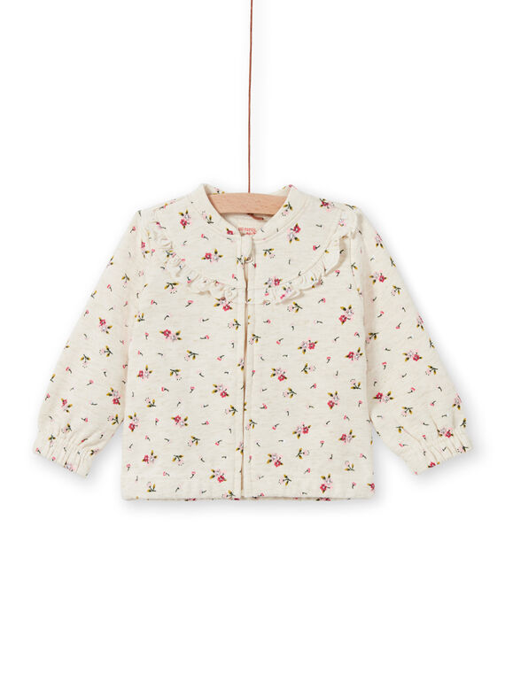Top sportivo beige con stampa a fiori neonata MIKAHOJOG / 21WG09I1JGHA011