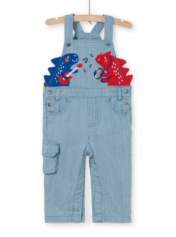 Salopette blu e rossa a righe in jeans LUCANSAL / 21SG10M1SALP272
