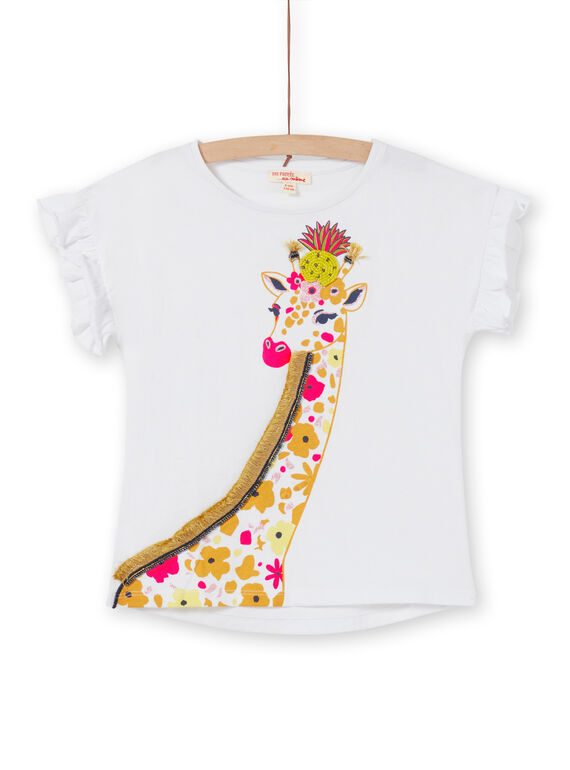 T-shirt bianca e arancione con motivo giraffa LAJAUTI4 / 21S901O4TMC000