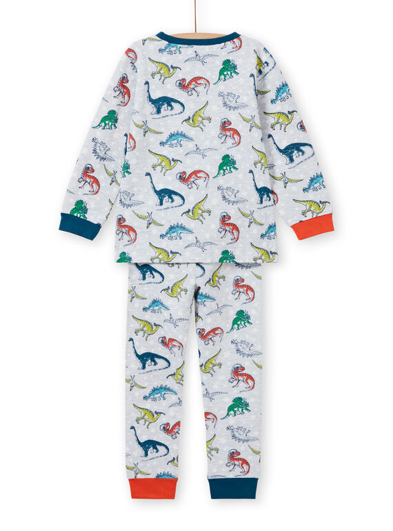 Set pigiama grigio melange fosforescente con stampa dinosauro bambino MEGOPYJAOP / 21WH1282PYJJ922