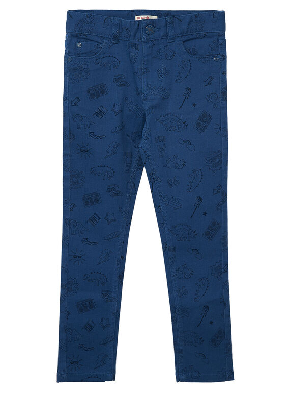 Pantaloni slim bambino blu con stampa JOGRAPAN2 / 20S902E1PAN622