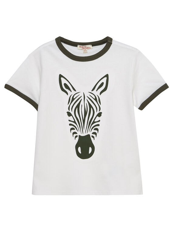 T-shirt bambino maniche corte ecrù con zebra in rilievo. JODUTI6 / 20S902O6TMC001