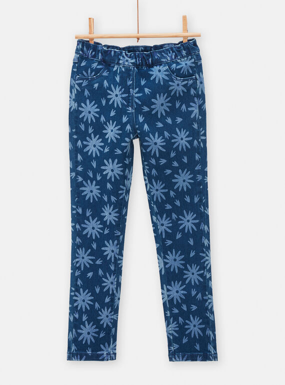 Jeggings bambina denim medio con stampa a fiori TAJOJEG1 / 24S90182PANP274
