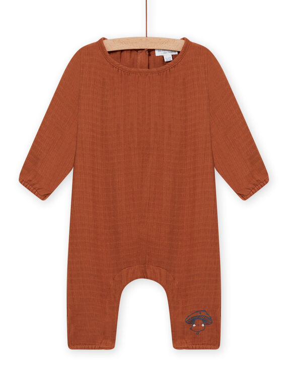 Tuta marrone in garza di cotone nascita unisex MOU1COM2 / 21WF0542CBLI810