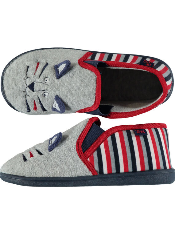 Babbucce velluto grigie a righe bambino GGSGLION / 19WK36Z5D0B943
