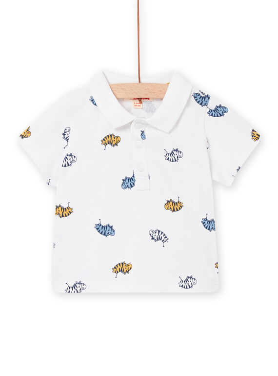 Polo bianca con stampa zebra neonato NUSOPOL / 22SG10Q1POL000