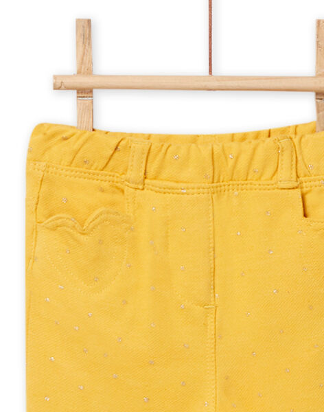 Pantaloni gialli a pois e tasche cuori neonata NIJOPAN1 / 22SG0961PANB105