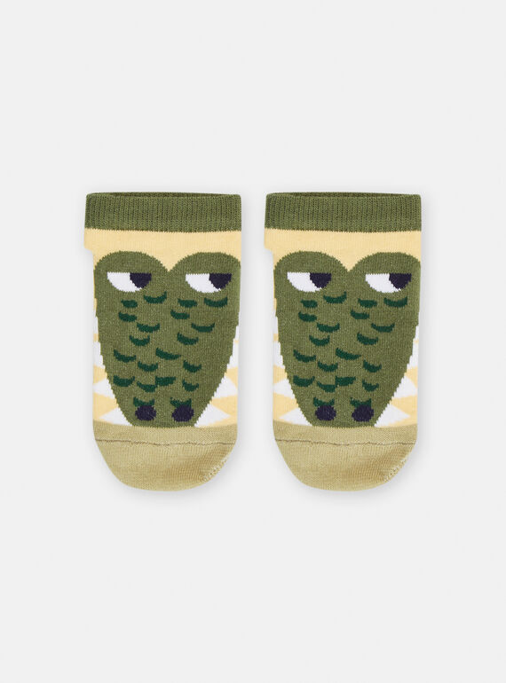 Calzini gialli e kaki con motivo coccodrillo bambino TYOJOSOQ1 / 24SI02C3SOQB115
