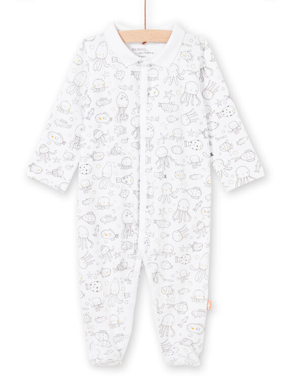 Tutina bianca e grigia stampa animali marini nascita bambino LOU2GRE2 / 21SF04I1GRE000