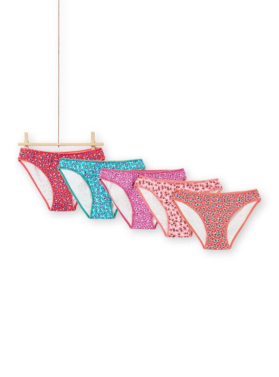 Set 5 slip abbinati con stampa a fiori bambina MEFALOTSEM2 / 21WH11B2D5L001