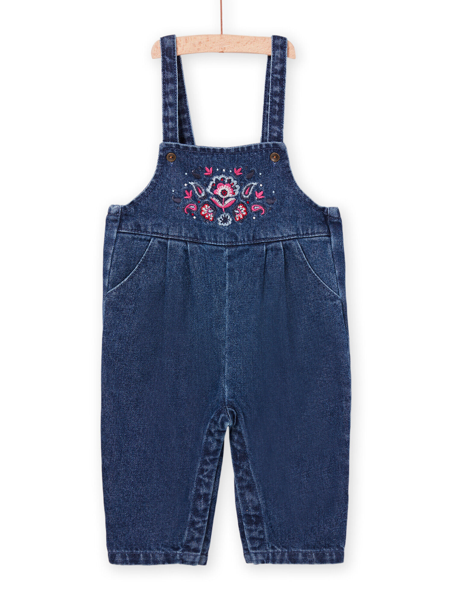 Salopette jeans con fiori sale
