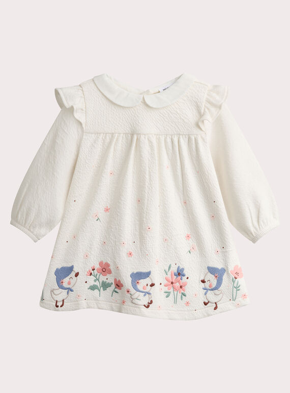 Abito nascita in maglia stampata écru per neonata  VOU1ROB / 24WF03C1ROB001