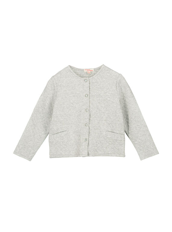 Cardigan grigio chiaro matelassé bambina FAJOCAR1 / 19S901Y1D3C943