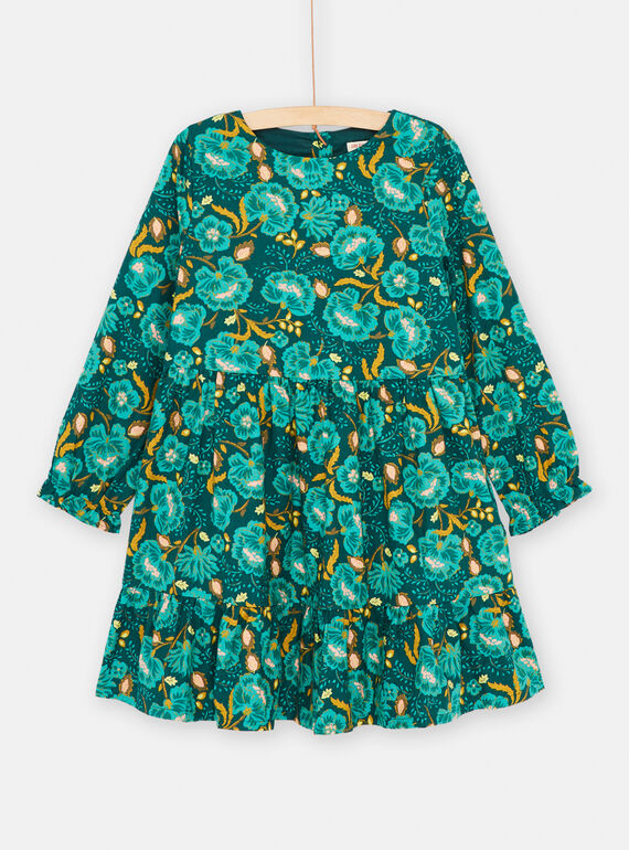 Abito petrolio con stampa a fiori bambina SADUROB1 / 23W901P2ROB714