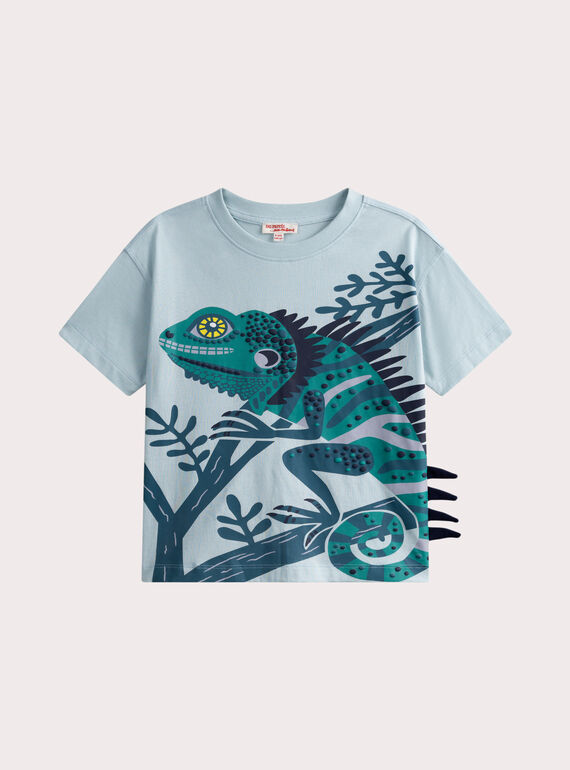 T-shirt blu a maniche corte con motivo a lucertola WOBOTI1 / 25S902R3TMC213