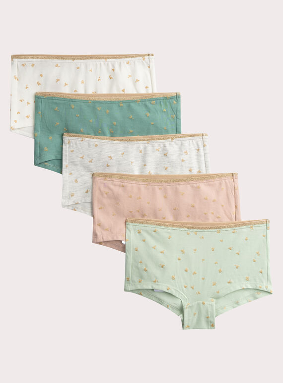 Lotto di 5 shorty stampati per ragazza VEFAHOTSEM2 / 24WH1182SHY001