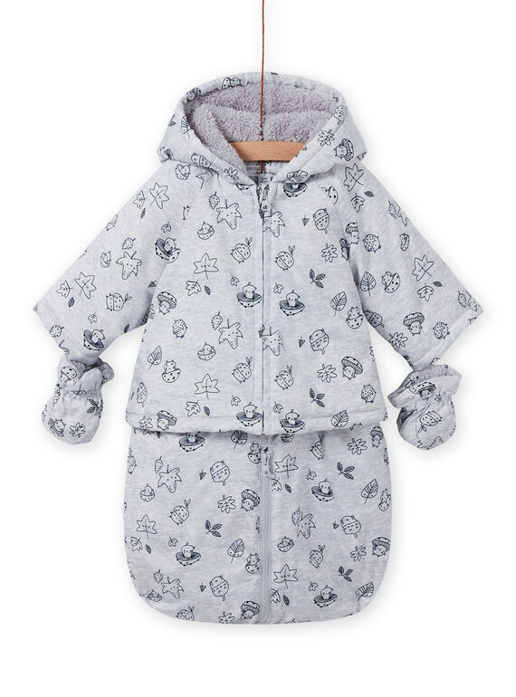 Tutina imbottita impermeabile grigia con stampa fantasia nascita unisex MOU1PIL1 / 21WF0541PILJ920