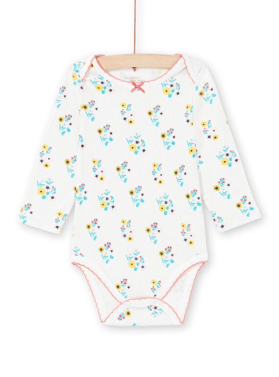 Body ecrù e turchese stampa a fiori neonata MEFIBODAOP / 21WH13B4BDL001