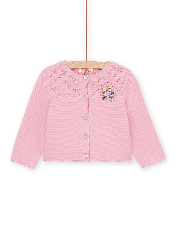 Cardigan rosa a fiori cuciti RIEXOCAR / 23SG09V1CARD315