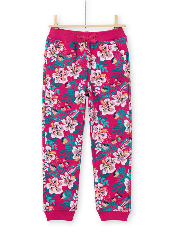 Pantaloni sportivi rosa scuri e blu stampa a fiori bambina MAJOBAJOG1EX / 21W90115JGBD312
