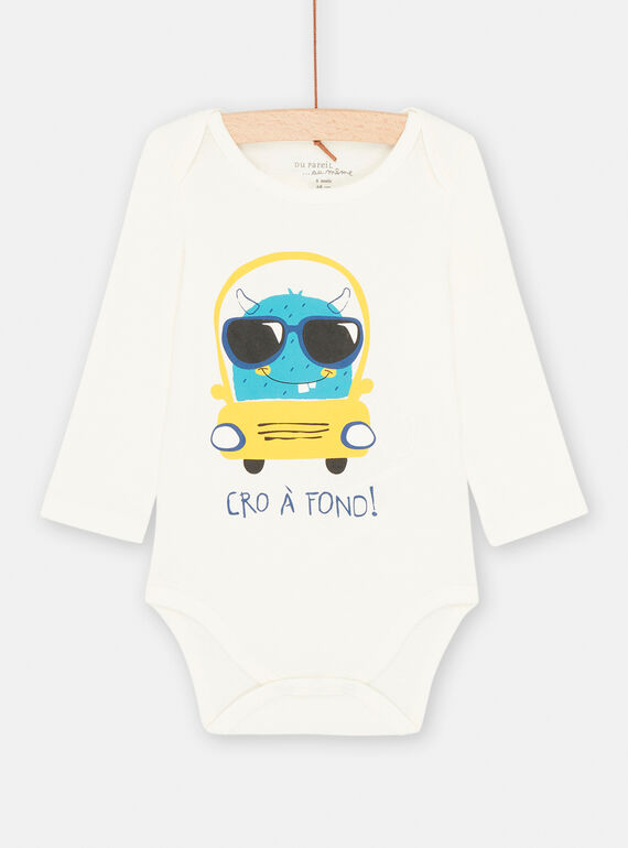 Body ecrù con motivo auto e alieno SEGABODVOIT / 23WH1473BOD632