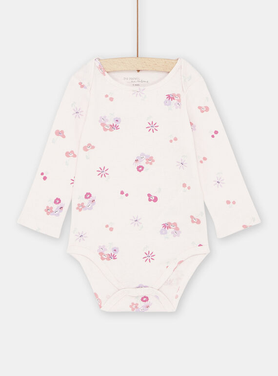 Body rosa chiaro con stampa a fiori neonata SEFIBODFLE / 23WH1362BDLD322