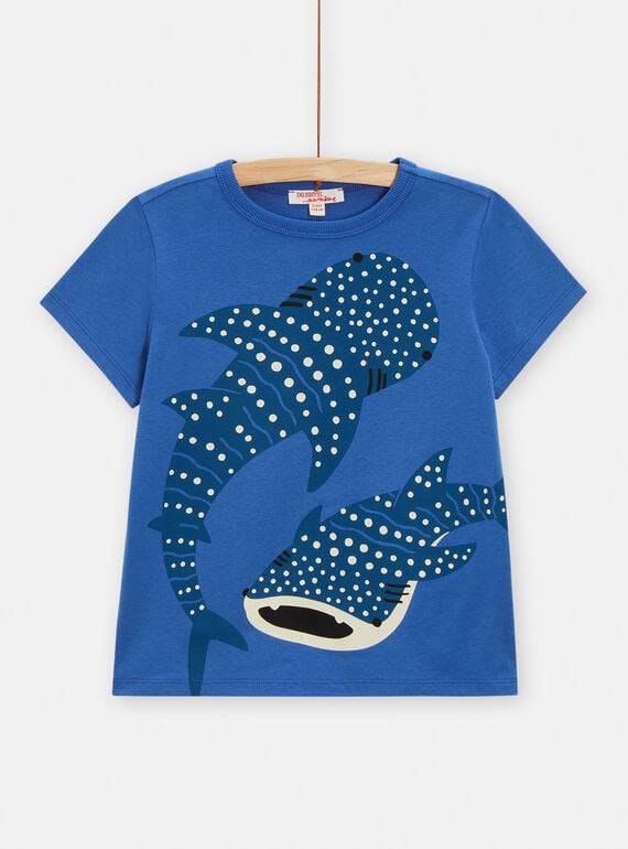 T-shirt blu elettrica con motivi squali bambino TOJOTI7 / 24S902D2TMCC210