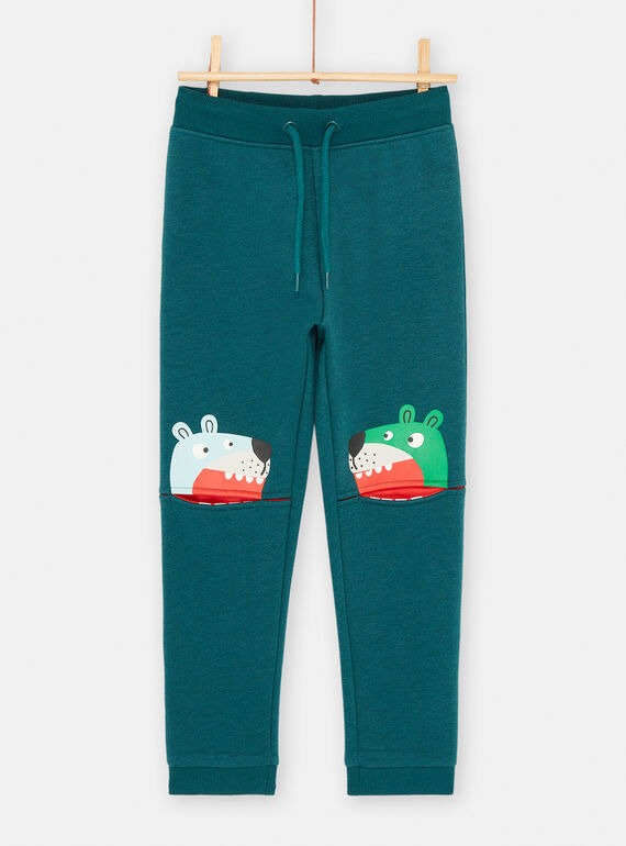 Pantaloni sportivi petrolio con motivi orso bambino SODUJOG / 23W902P1JGB715