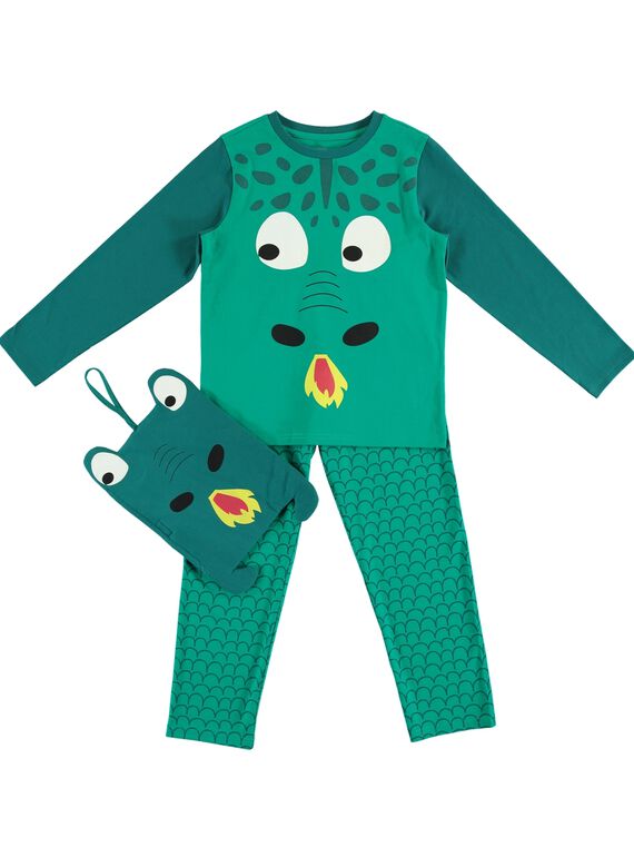 Pigiama travestimento verde bambino con portapigiama JEGOPYJMAN1 / 20SH12L2PYGG606