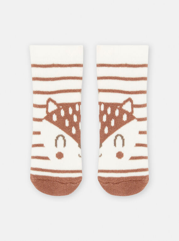Calze bianche e marroni con stampa a righe unisex SOU2CHO2 / 23WF4121SOQA001