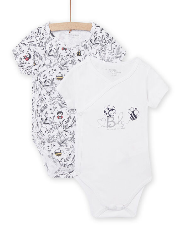 Set 2 body bianchi con stampa coccinella ape e foglia nascita unisex NOU1BOD1 / 22SF0541BDN000