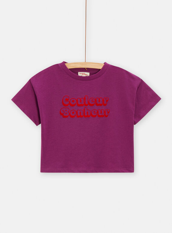 T-shirt oversize viola con scritta bambina TAMUMTI2 / 24S901R1TMC712