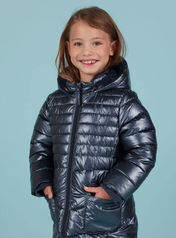 Piumino blu metallizzato bambina MALONDOUN2 / 21W90162D3E070