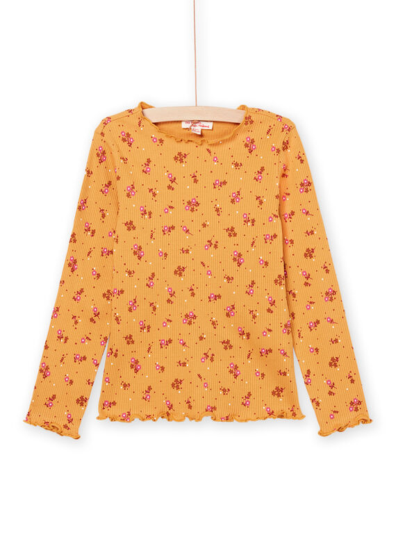T-shirt maniche lunghe gialla a coste PAJOUTEE3 / 22W901B6TMLB107