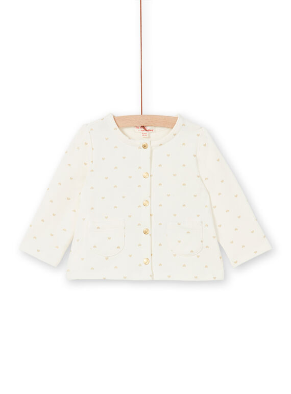 Cardigan ecrù con stampa cuori neonata LIJOCAR1 / 21SG0941CAR001