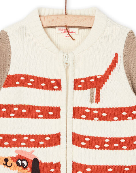Cardigan avorio con motivo cane RUSUNGIL / 23SG10K1GIL005