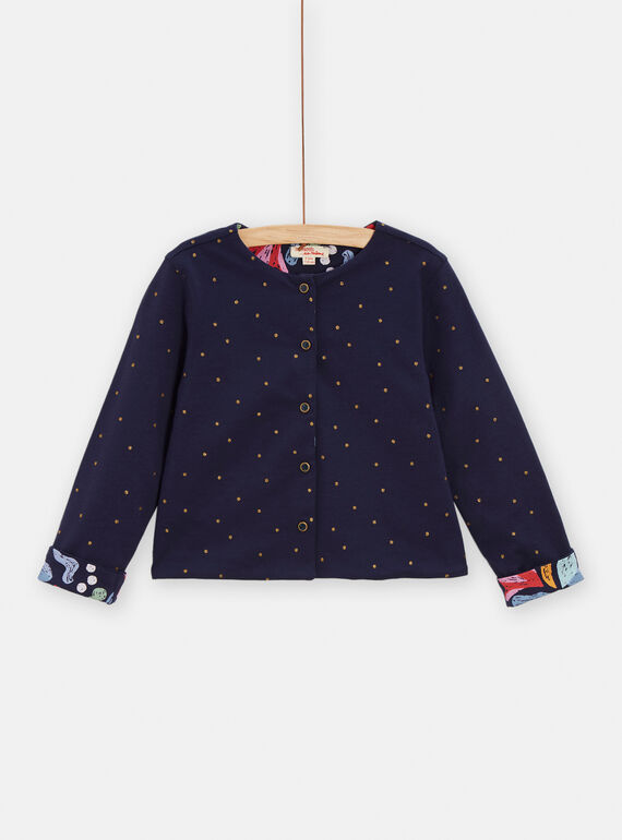 Cardigan double face blu scuro bambina TACLUCAR / 24S901O1CARC211