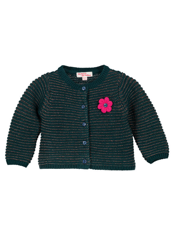 Cardigan turchese e lurex neonata GITUCAR1 / 19WG09Q1CAR714