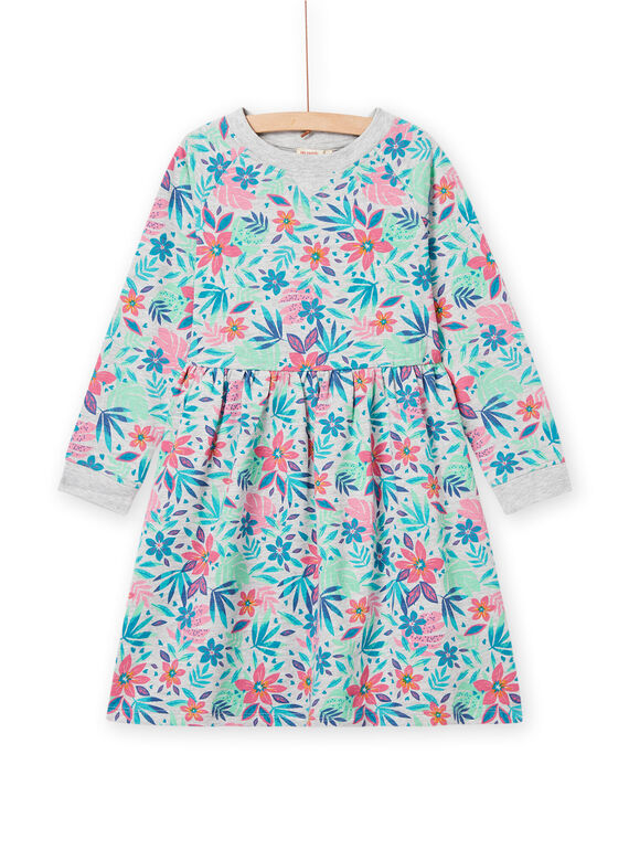 Abito grigio melange, blu e rosa con stampa foglie e fiore NAJOROB4 / 22S90174ROB943