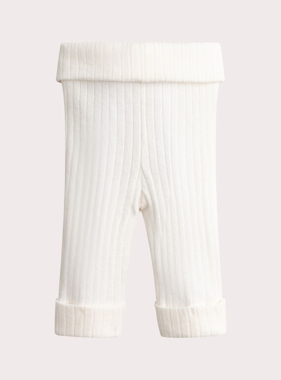 Leggings nascita in maglia calda écru VOU1LEG / 24WF42C1CAL001