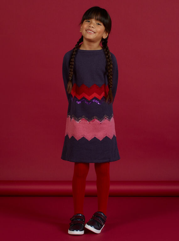 Abito in maglia con paillettes bambina MAFUNROB2 / 21W901M1ROBH703